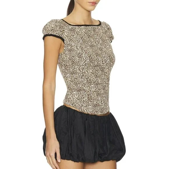 Free People x REVOLVE Cheetah Baby Blouse Large NWT - Picture 2 of 6